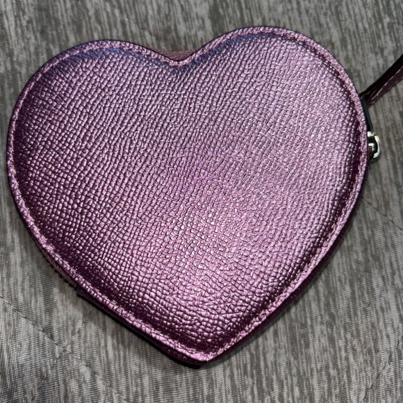 COACH Metallic Lilac Heart Coin Pouch - Picture 3 of 4